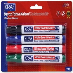 Kraf - Kraf 770-4 Beyaz Tahta Kalemi Doldurulabilir 4'lü