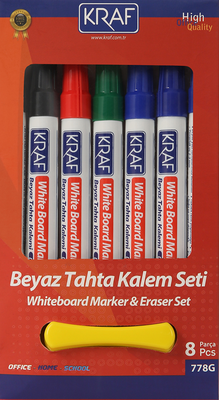 Kraf 778G Beyaz Tahta Kalemi & Silgi Set 8 li - 1