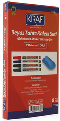 Kraf 778G Beyaz Tahta Kalemi & Silgi Set 8 li - 2