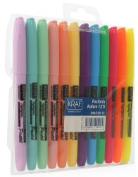 Kraf Fosforlu Kalem Tipi 12 Li ( 6 Pastel+6 Parlak Renk ) - 2