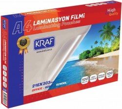 Kraf Laminasyon Filmi Parlak A4 100Mic 100 Lük - Kraf