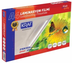 Kraf Laminasyon Filmi Parlak A4 125Mic 100 Lük - Kraf