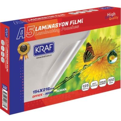 Kraf Laminasyon Filmi Parlak A5 125Mic 100 Lük - 1