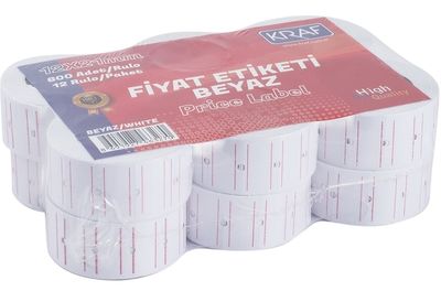 Kraf Motex Fiyat Etiketi Çizgili Beyaz 12 mm x 21 mm 12'li - 1