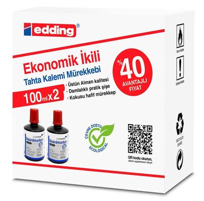 Legamaster TZ100 Boardmarkör Mürekkebi 100 ml.Kırmızı 2'li - 1