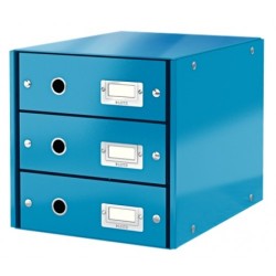 Leitz Click & Store 3 Çekmeceli Evrak Rafı Metalik Mavi - Leitz