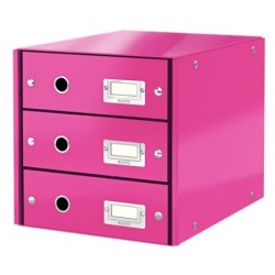 Leitz Click & Store 3 Çekmeceli Evrak Rafı Metalik Pembe - Leitz