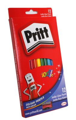 Pritt Jumbo Üçgen Gövde Kuru Boya Kalemi 12 Renk - 1