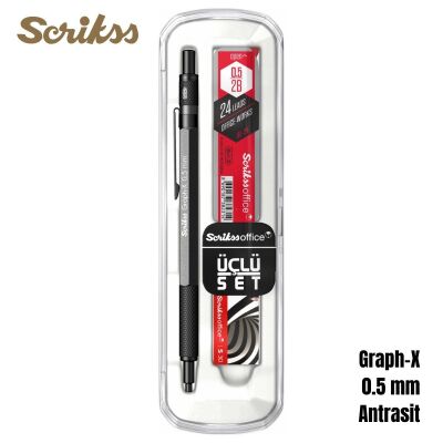 Scrikss Versatil Graph-X 0.5mm Antrasit 3’lü Set - 1