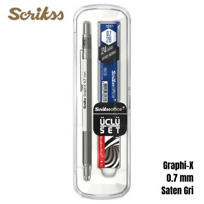 Scrikss Versatil Graph-X 0.7mm Saten Gri 3’lü Set - 1