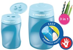 Stabilo Easysharpener Kalemtıraş Mavi - Sağ El (3 delikli&hazneli) - Stabilo