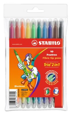 Stabilo Trio 2in1 Çift Uçlu Keçeli Kalem 10'lu Paket - 1