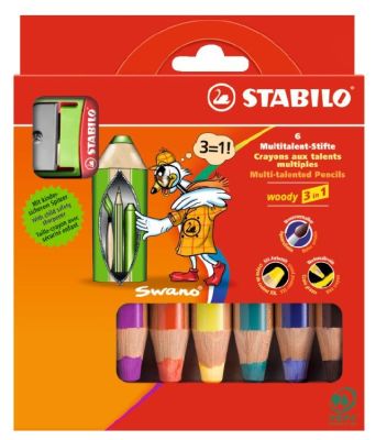 Stabilo Woody 3 in 1 6 Renk + Kalemtraş - 1