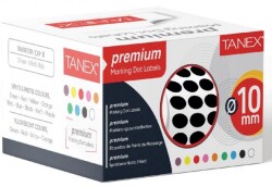 Tanex 10mm Siyah Nokta Etiketi 5000’li (Tekli Kutu) - Tanex