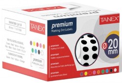 Tanex 20mm Siyah Nokta Etiketi 2500’lü (Tekli Kutu) - Tanex