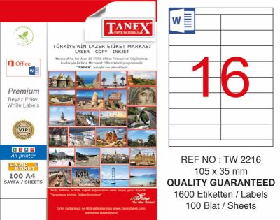 Tanex Laser Etiket 105x35mm - 1