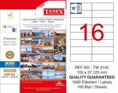 Tanex Laser Etiket 105x37.125mm - 1
