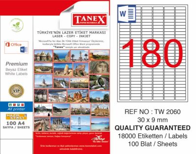 Tanex Laser Etiket 30x9mm - 1
