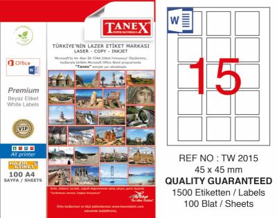 Tanex Laser Etiket 45x45mm - 1