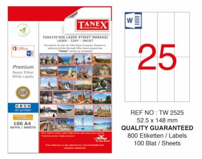 Tanex Laser Etiket 52.5x148.5mm - 1