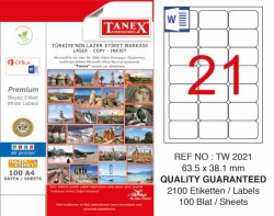 Tanex Laser Etiket 63.5x38.1mm - Tanex