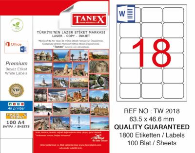Tanex Laser Etiket 63.5x46.6mm - 1