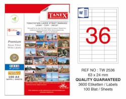 Tanex Laser Etiket 63x24mm - Tanex