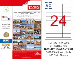 Tanex - Tanex Laser Etiket 64.6x33.8mm