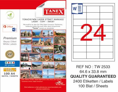 Tanex Laser Etiket 64.6x33.8mm - 1
