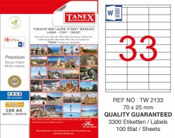 Tanex Laser Etiket 70x25mm - Tanex