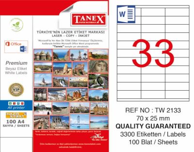 Tanex Laser Etiket 70x25mm - 1