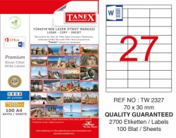 Tanex Laser Etiket 70x30mm - Tanex