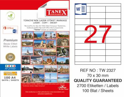 Tanex Laser Etiket 70x30mm - 1