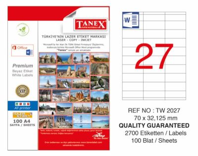 Tanex Laser Etiket 70x32.125mm - 1