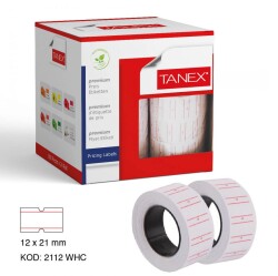 Tanex Motex Fiyat Etiketi Çizgili Beyaz 12 mm x 21 mm 24'lü - Tanex