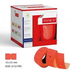 Tanex Motex Fiyat Etiketi Çizgili Fosforlu Kırmızı 12 mm x 21 mm 24'lü - Tanex