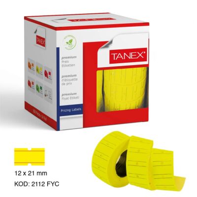 Tanex Motex Fiyat Etiketi Çizgili Fosforlu Sarı 12 mm x 21 mm 24'lü - 1