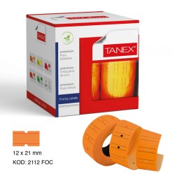 Tanex Motex Fiyat Etiketi Çizgili Fosforlu Turuncu 12 mm x 21 mm 24'lü - Tanex