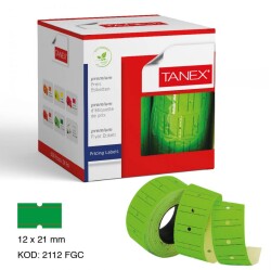 Tanex Motex Fiyat Etiketi Çizgili Fosforlu Yeşil 12 mm x 21 mm 24'lü - Tanex