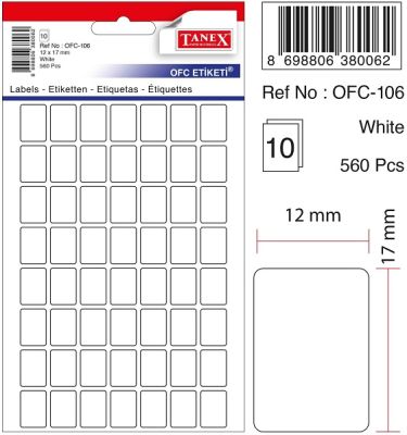 Tanex Ofis Etiketi 12x17mm Beyaz - 1