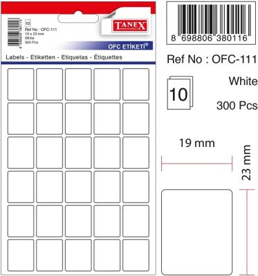 Tanex Ofis Etiketi 19x23mm Beyaz - 1