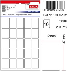Tanex Ofis Etiketi 19x27mm Beyaz - Tanex