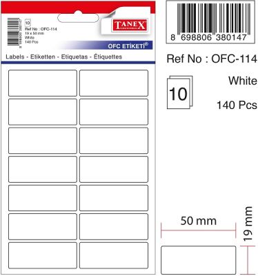 Tanex Ofis Etiketi 19x50mm Beyaz - 1