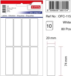 Tanex Ofis Etiketi 20x74mm Beyaz - Tanex