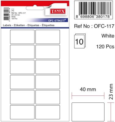 Tanex Ofis Etiketi 23x40mm Beyaz - 1