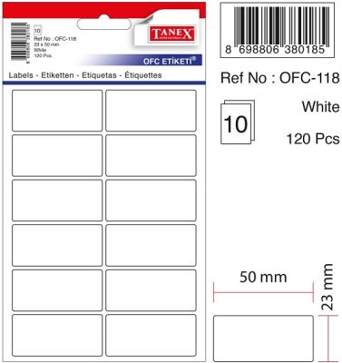 Tanex Ofis Etiketi 23x50mm Beyaz - 1