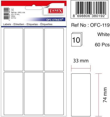 Tanex Ofis Etiketi 33x74mm Beyaz - 1