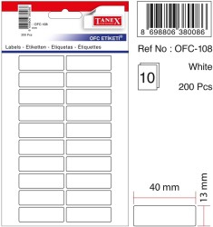 Tanex - Tanex Ofis Etiketi 40x13mm Beyaz
