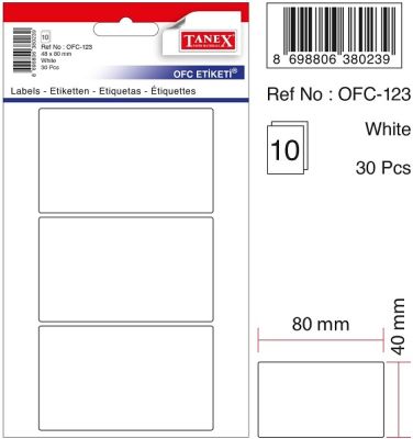 Tanex Ofis Etiketi 48x80mm Beyaz - 1