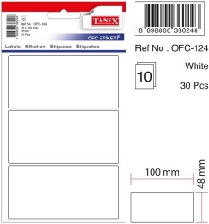 Tanex Ofis Etiketi 48x100mm Beyaz - Tanex